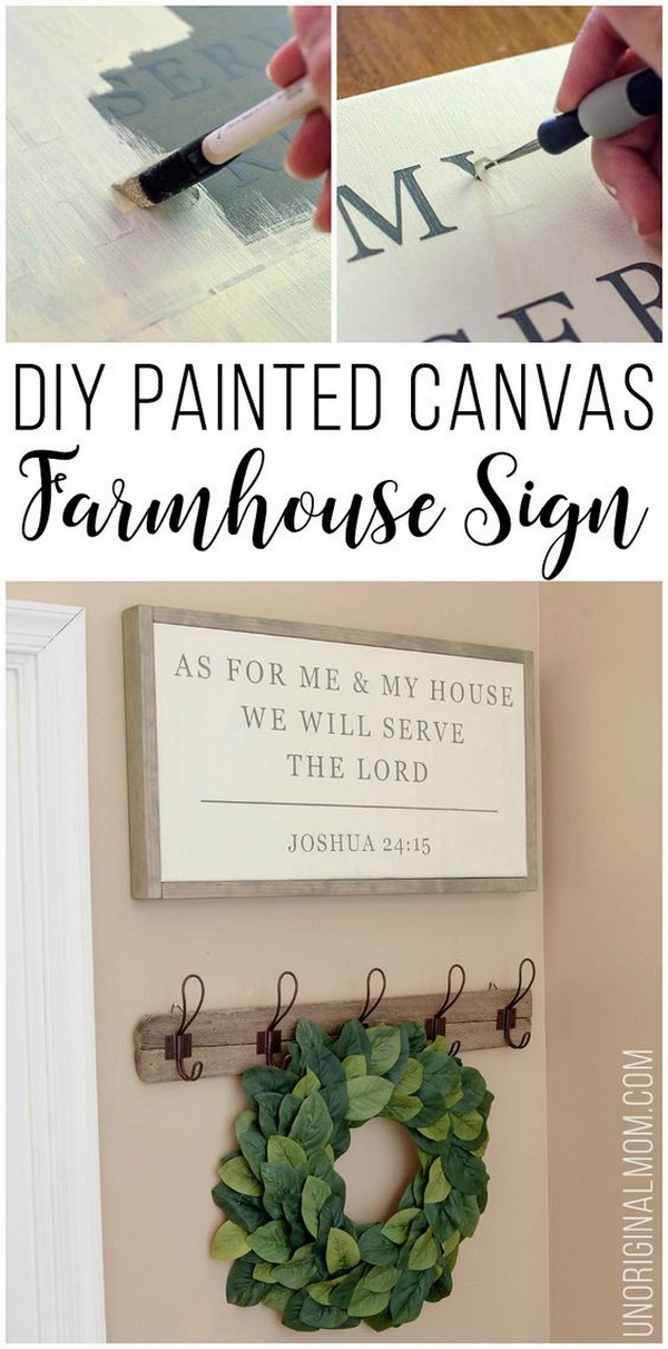 DIY Painted Canvas Farmhouse Sign. 