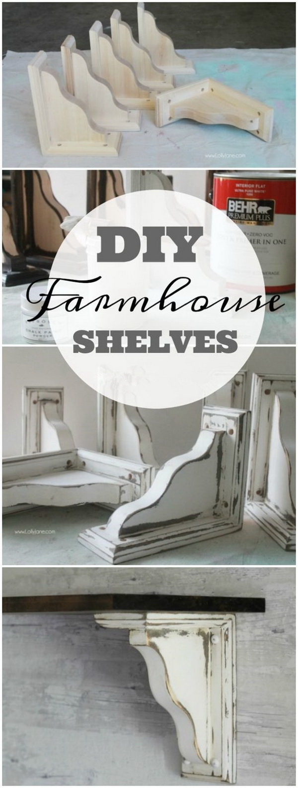 DIY Farmhouse Shelves. 