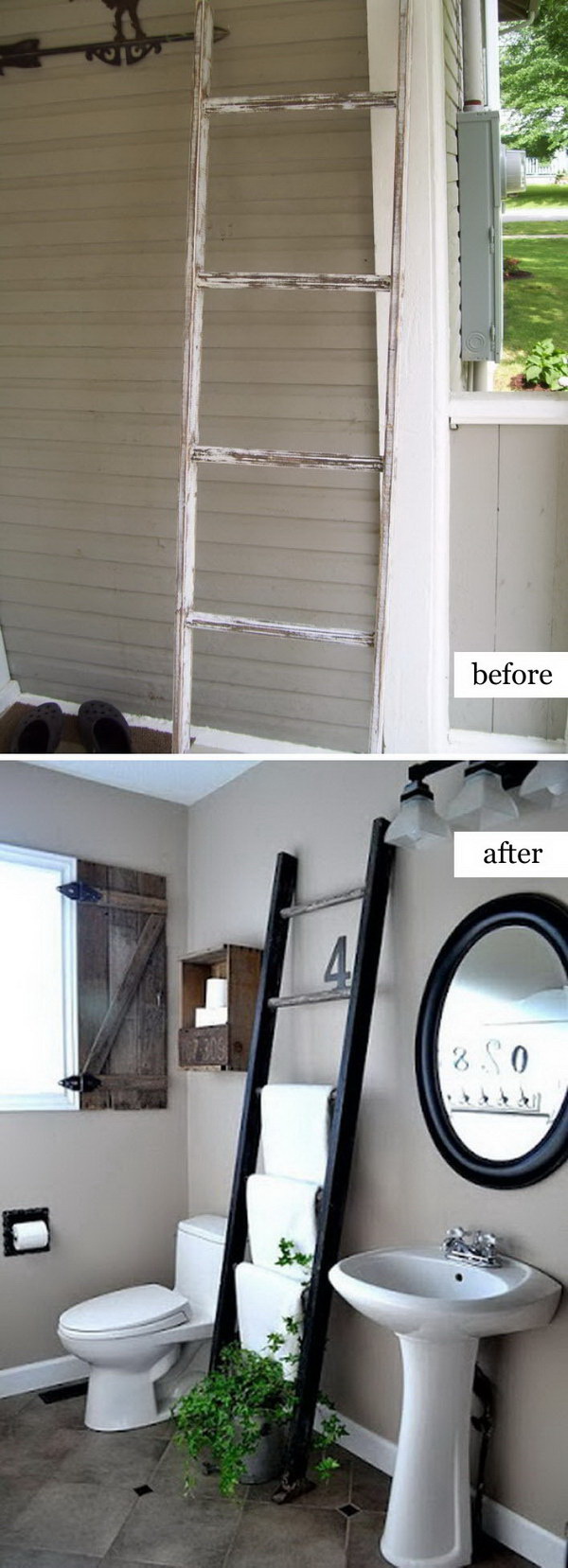 Funiture Makeovers: Ladder Towel Rack. 