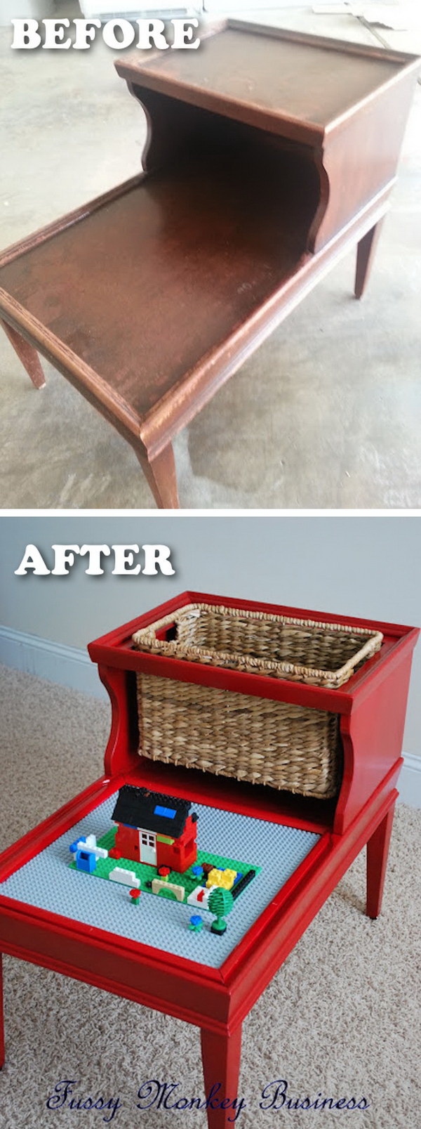 Funiture Makeovers: Clever Lego Table Made out of an Old Table. 