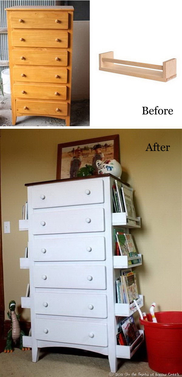 Funiture Makeovers: Turn Old Drawers Into Kids Bookshelves. 