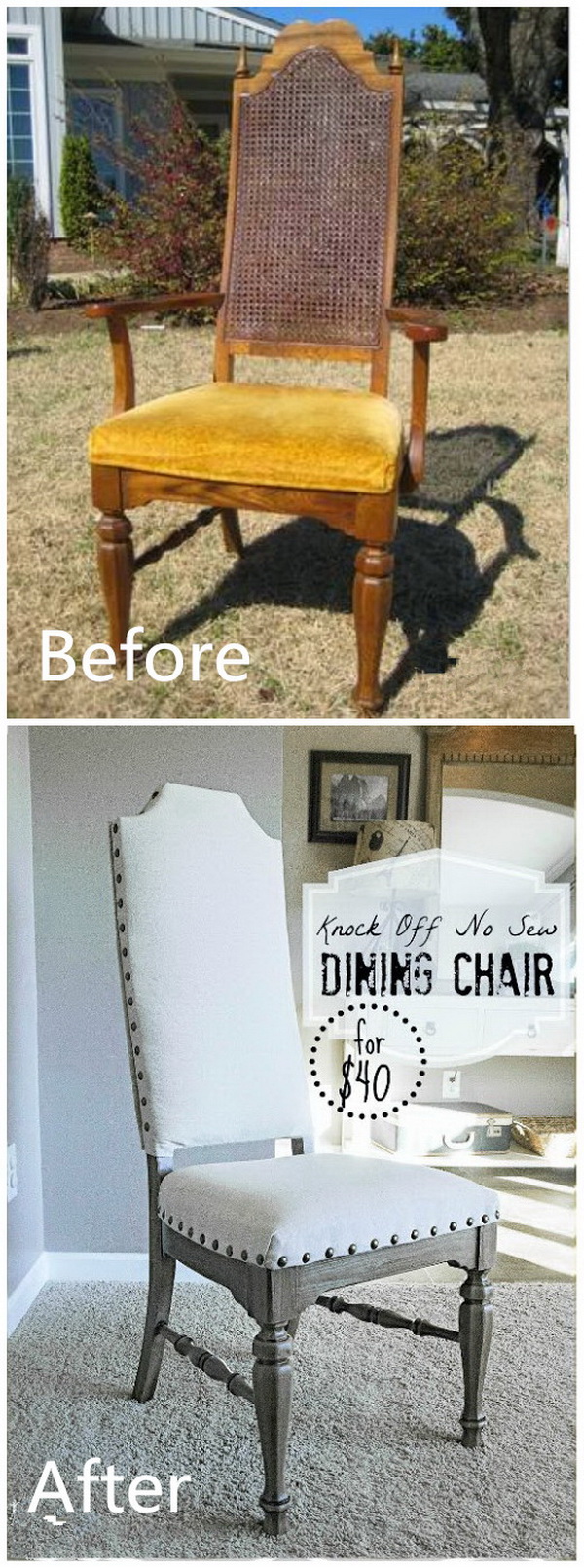 Funiture Makeovers: Knock Off No Sew Dining Chairs. 