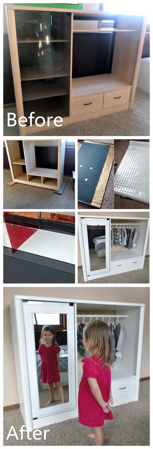 Funiture Makeovers: Entertainment Center Turned Kids Closet Armoire. 