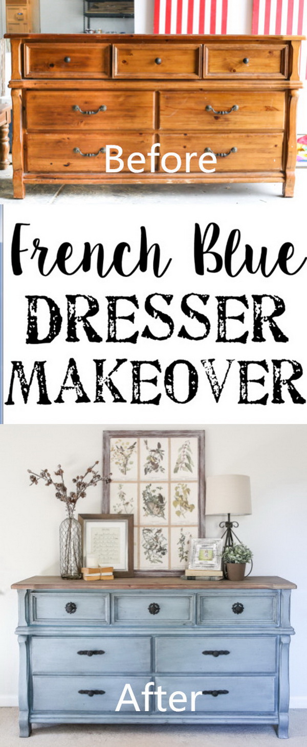 Funiture Makeovers: French Blue Dresser Makeover. 