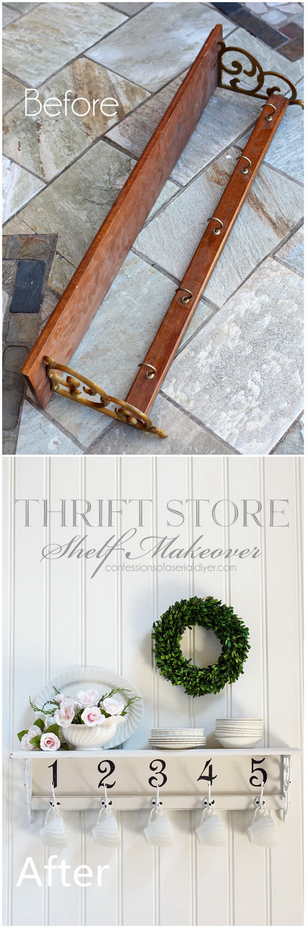 Funiture Makeovers: Thrift Store Shelf Makeover. 