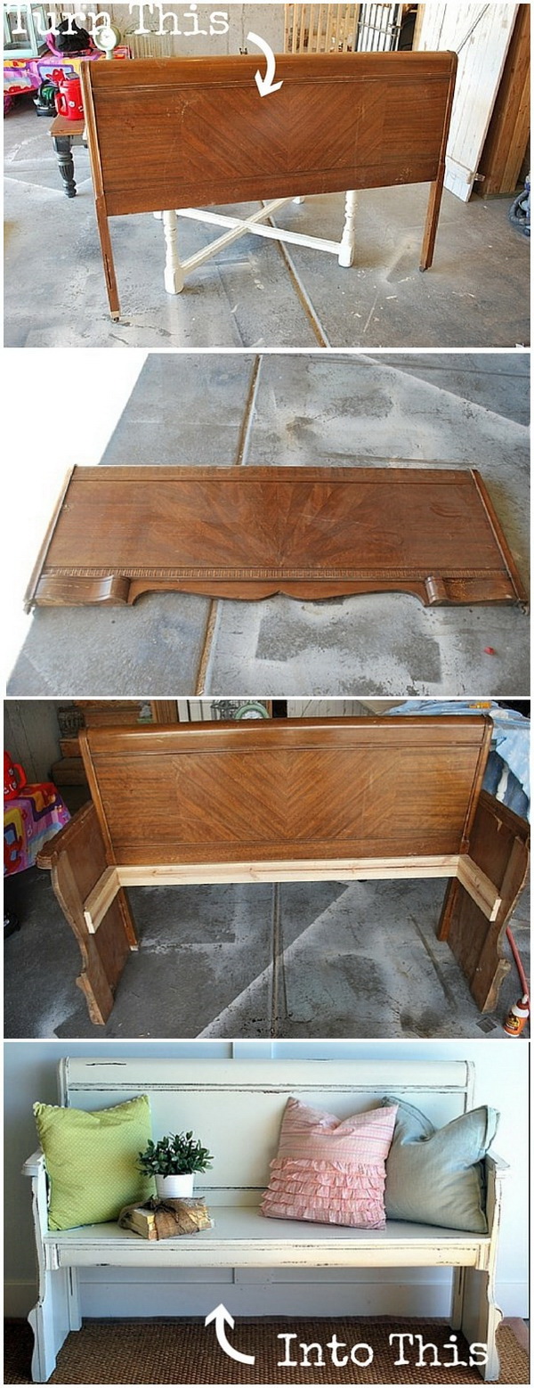 Funiture Makeovers: Repurposed Headboard into a Bench. 