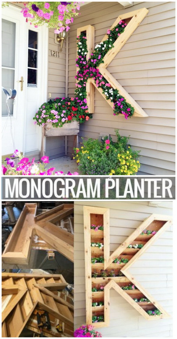 DIY Monogram Planter. Add some welcoming and personalized decoration style to your home with a DIY Monogram Planter Box. Easy to make and adds a beautiful touch to any home! 