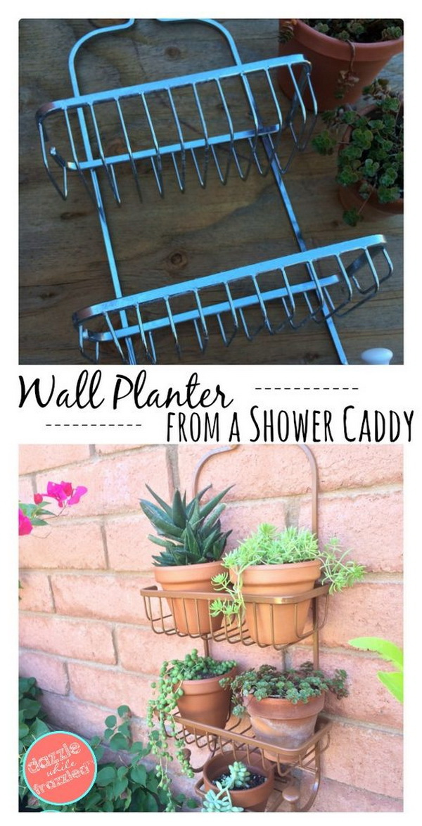 DIY Vertical Wall Planter With Shower Caddy. If you also have an old shower caddy sitting gathering dust in your garage like me, don't turn it into trash into the garbage so quickly. Here is a clever inspiration for you to make it into a great vertical wall planter.