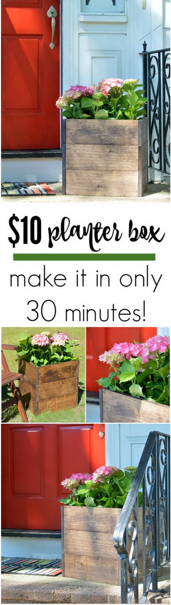 DIY Wood Planter Box. Build a sweet little DIY wood planter box in only 30 minutes. Both great for the front and back yard or indoor. 