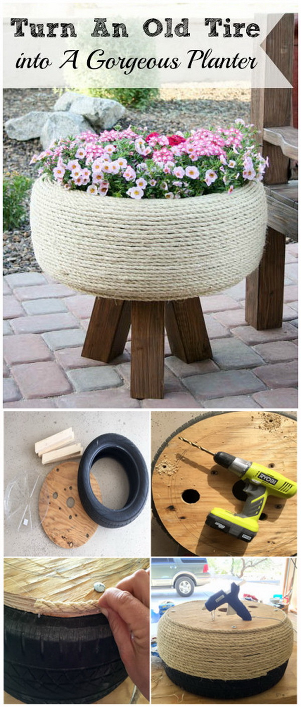 DIY Gorgeous Planter With an Old Tire. Turn an old tire into a gorgeous planter for indoor or porch. A creative way to make good use of old tires with this upcycling project. 