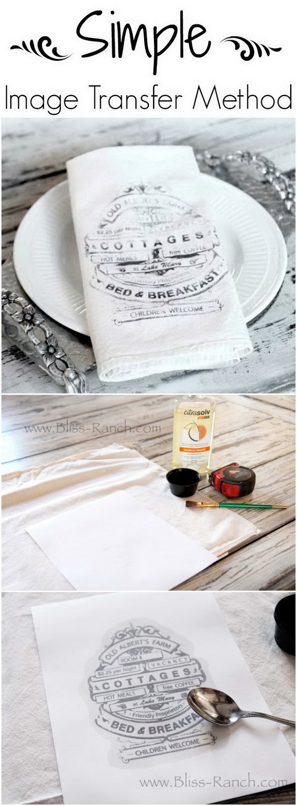 DIY Dinner Napkin Image Transfer. 