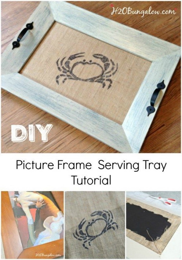 DIY Coastal Picture Frame Serving Tray. 