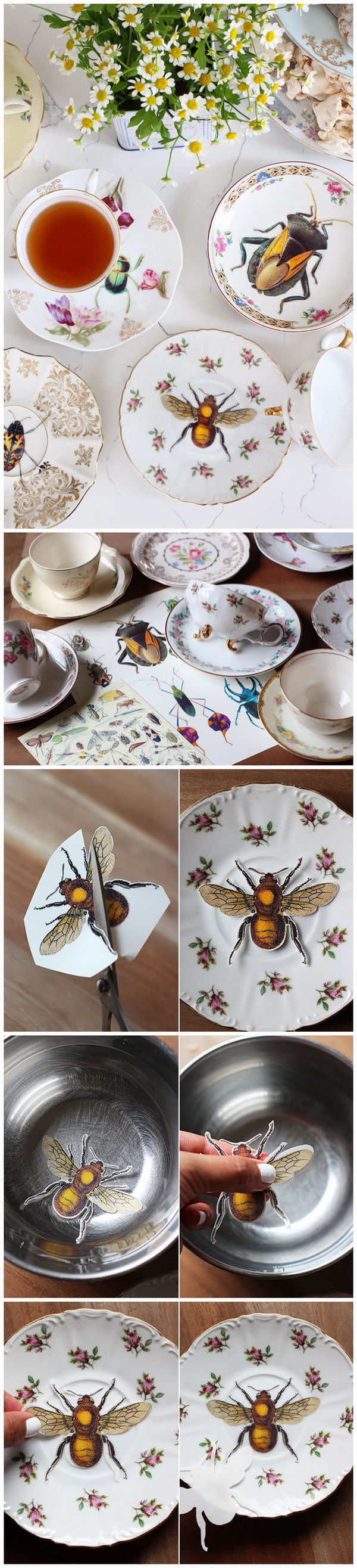 DIY Upcycled Vintage Plates with Image Transfer. 