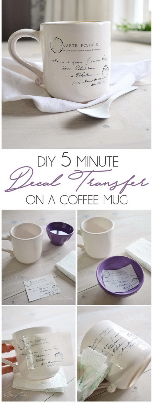 DIY 5 minute decal transfer on a coffee mug