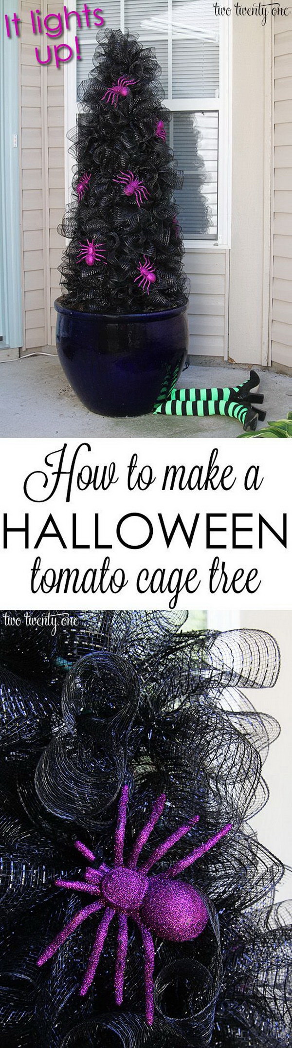 DIY Halloween Tomato Cage Tree for Halloween. 