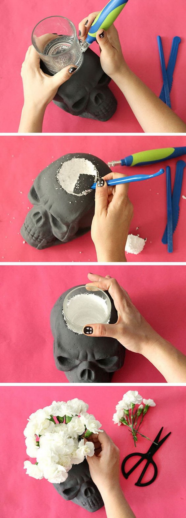 DIY Skull Vase And Halloween Party Decor. 