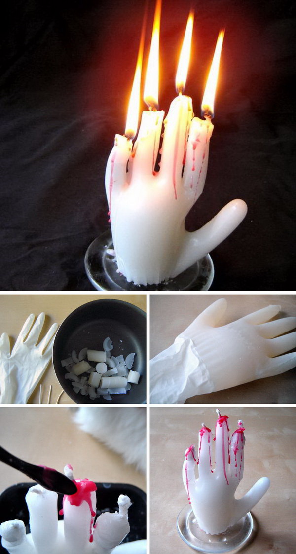 DIY Creepy Hand Candles. 