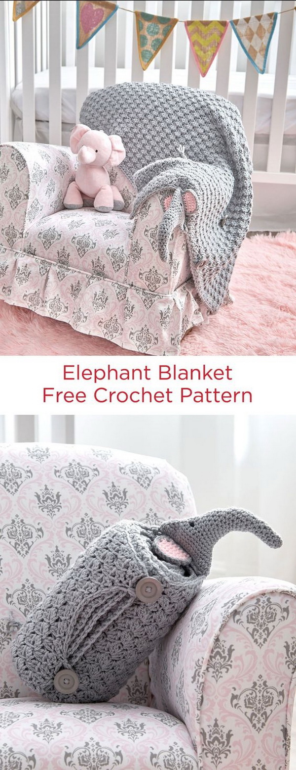 Quick And Easy Crochet Blanket Patterns For Beginners: Elephant Blanket Free Crochet Pattern. 