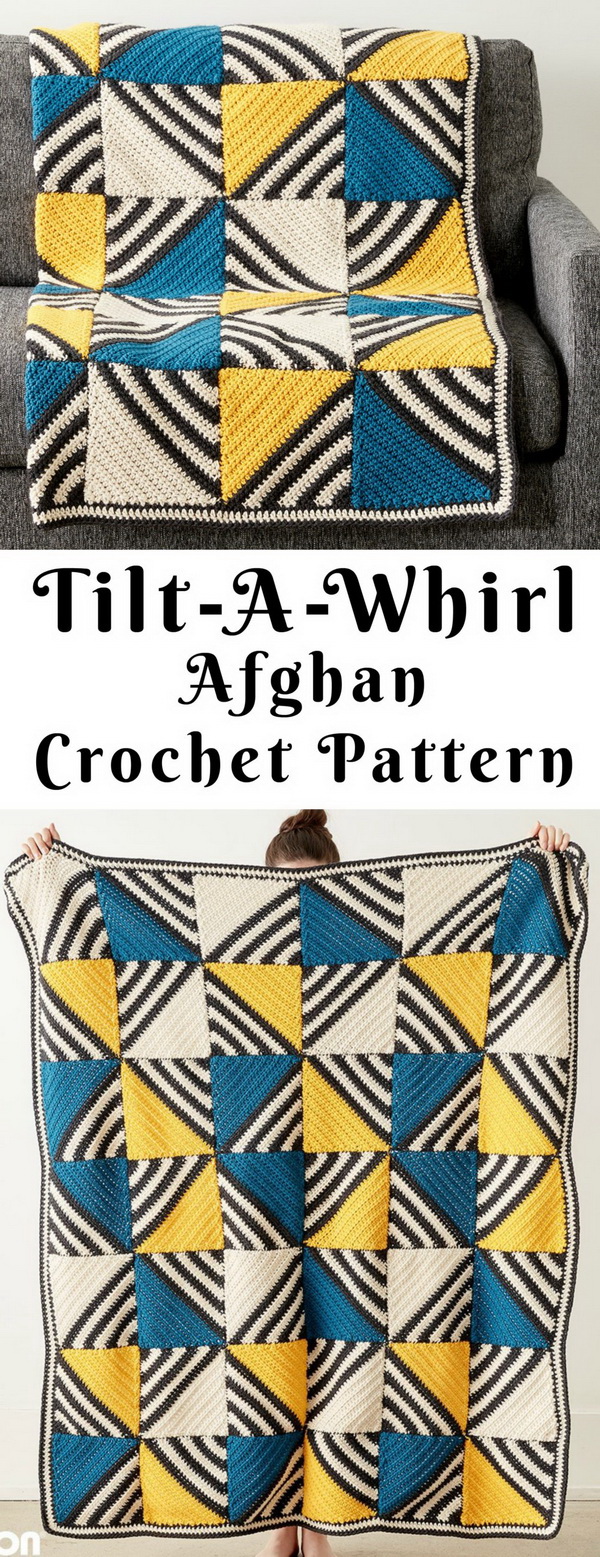 Quick And Easy Crochet Blanket Patterns For Beginners: Tilt-A-Whirl Afghan Free Crochet Pattern. 