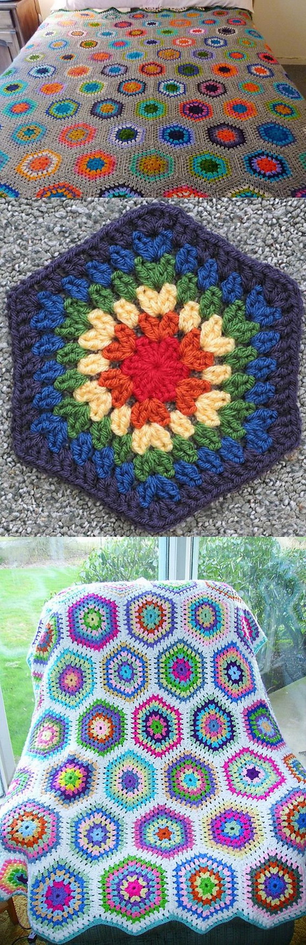 Quick And Easy Crochet Blanket Patterns For Beginners: Ruby Hexagon Blanket. 