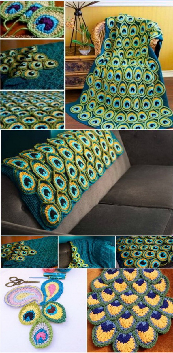 Quick And Easy Crochet Blanket Patterns For Beginners: Crochet Peacock Blanket. 