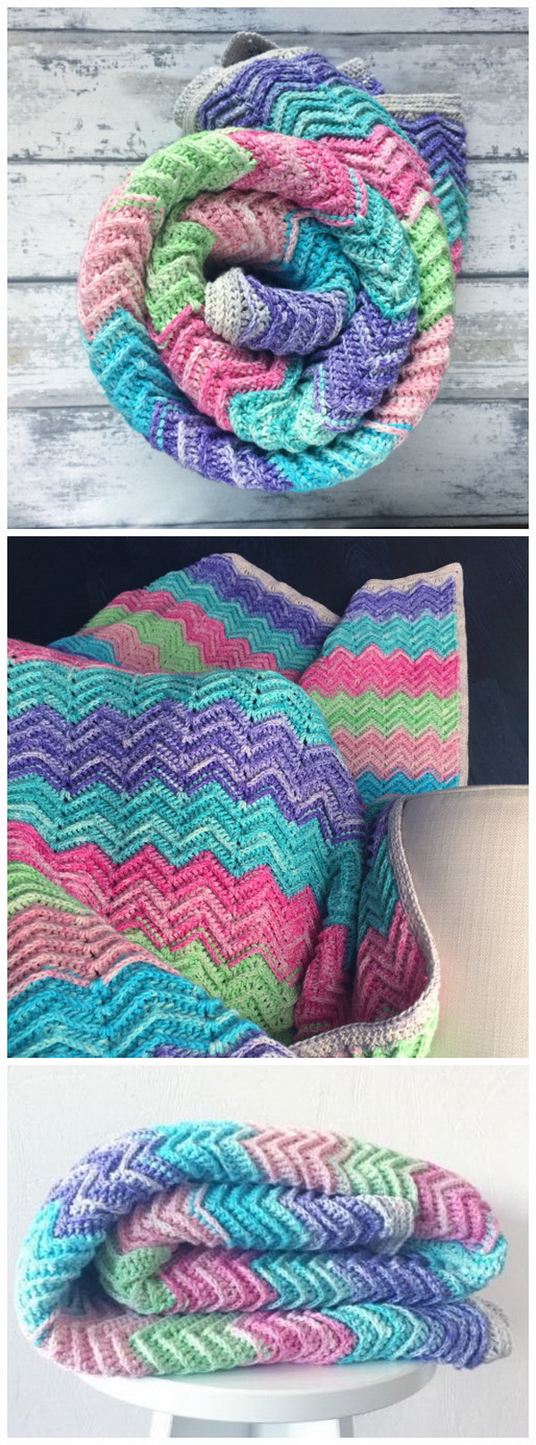 Quick And Easy Crochet Blanket Patterns For Beginners: Textured Chevron Blanket – Free Crochet Pattern. 