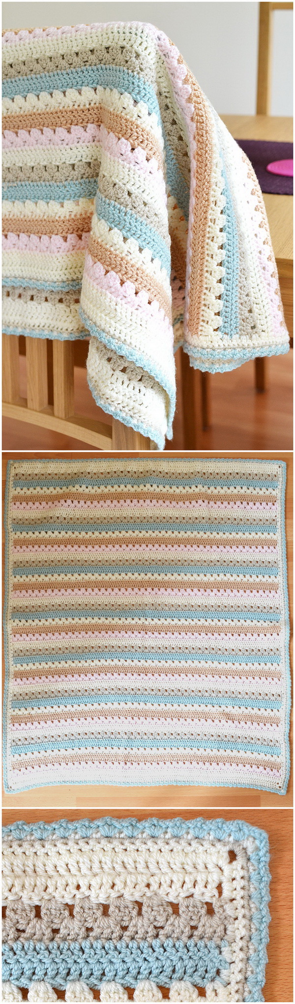 Quick And Easy Crochet Blanket Patterns For Beginners: Making A Cosy Stripe Blanket. 