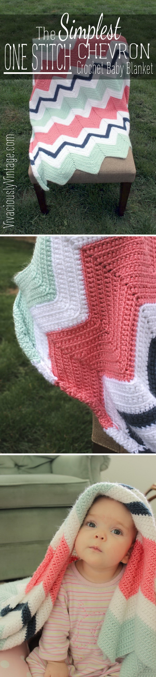Quick And Easy Crochet Blanket Patterns For Beginners: Chevron Crochet Baby Blanket. 
