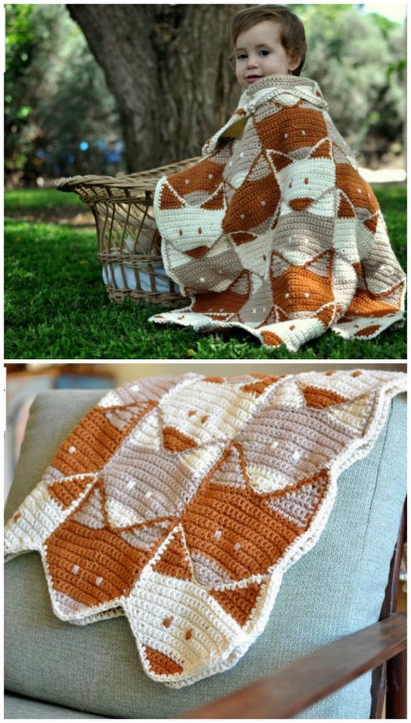 Quick And Easy Crochet Blanket Patterns For Beginners: Fox Crochet Baby Blanket. 