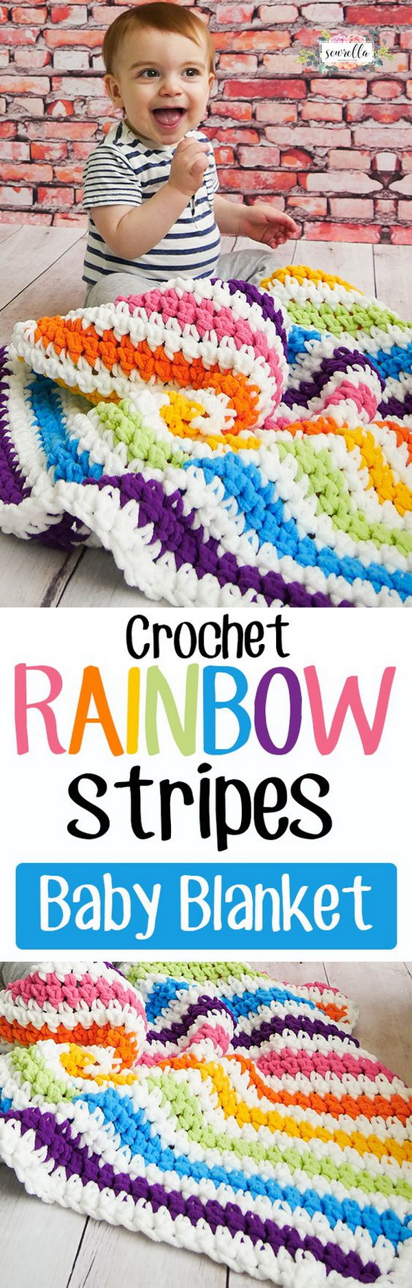 Quick And Easy Crochet Blanket Patterns For Beginners: Crochet Rainbow Stripes Baby Blanket Free Pattern. 