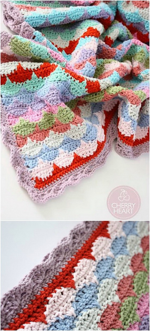 Quick And Easy Crochet Blanket Patterns For Beginners: Clamshell Blanket. 