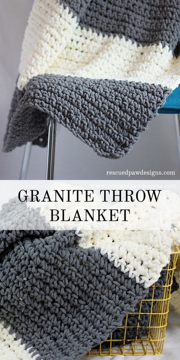 Quick And Easy Crochet Blanket Patterns For Beginners: Granite Crochet Throw Blanket. 