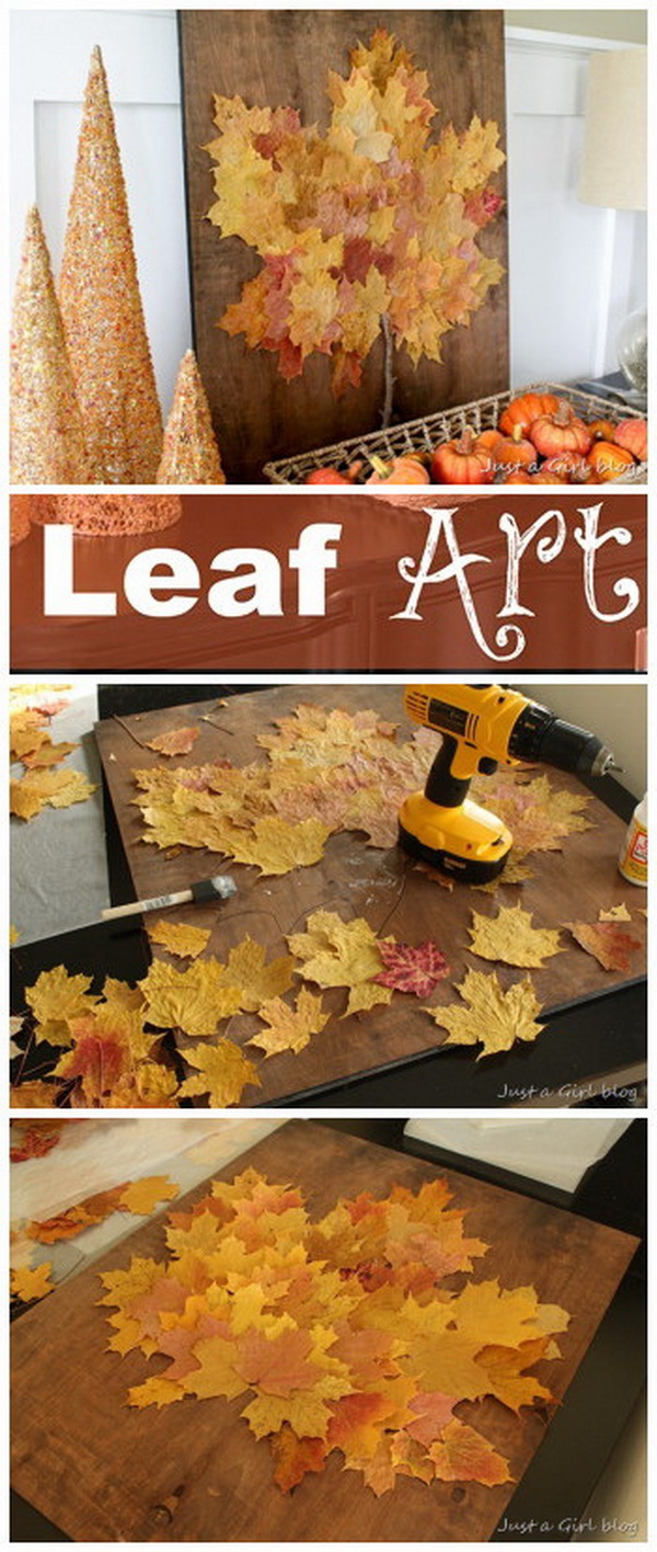 Fall Leaf Art. Fall leaves have become a crafting obsession for its brilliant and varying colors. Create an easy and fun wall art project with fall leaves for this fall decoration. 