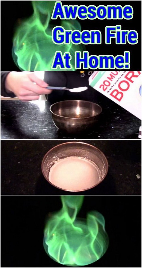 Neon Green Flame for Halloween. An easy science project for kids to make! 