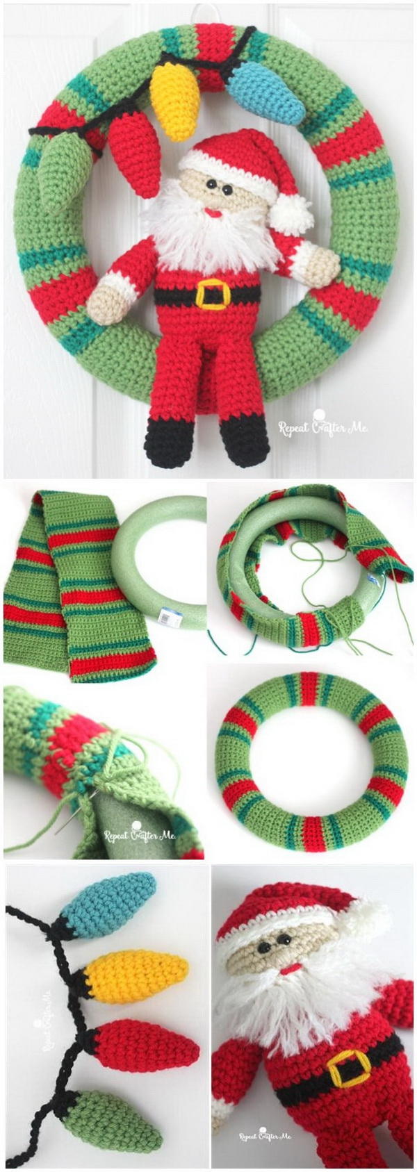 Crochet Christmas Wreath. 