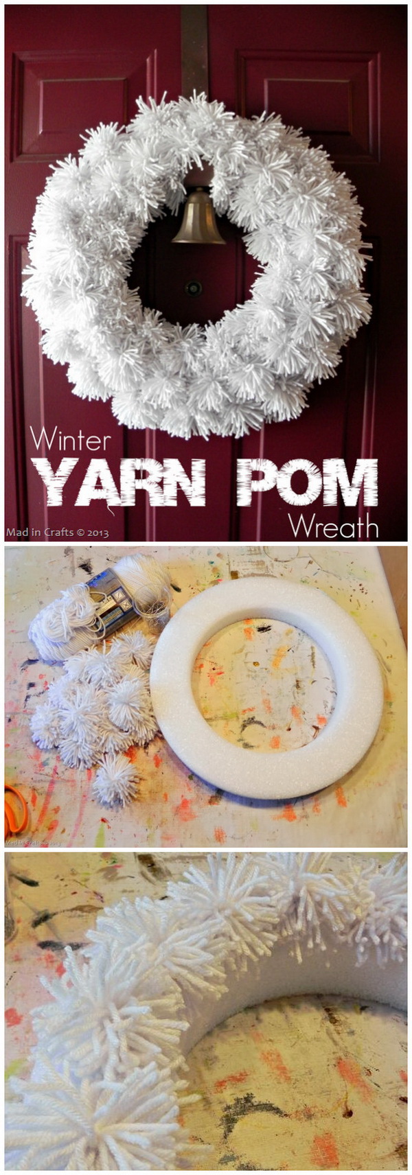 Winter Yarn Pom Wreath. 