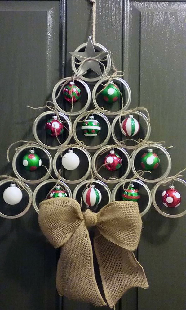 Canning Lid Christmas Tree Door Hanger. 
