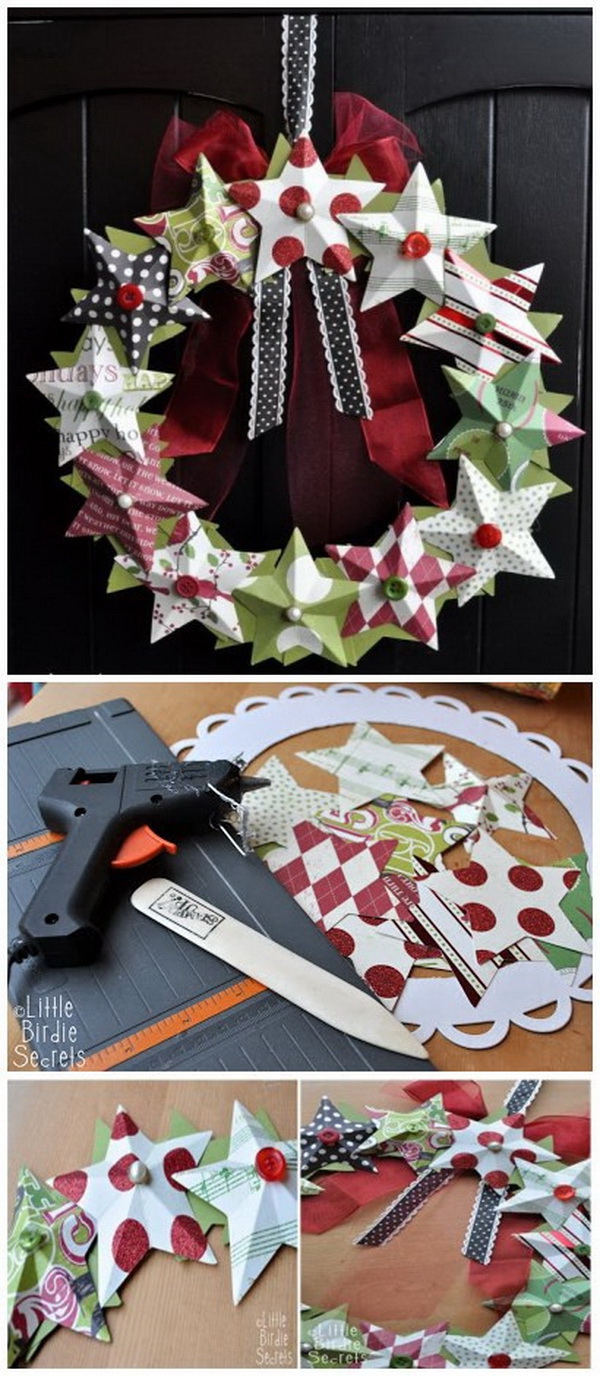3D Paper Star Wreath. 