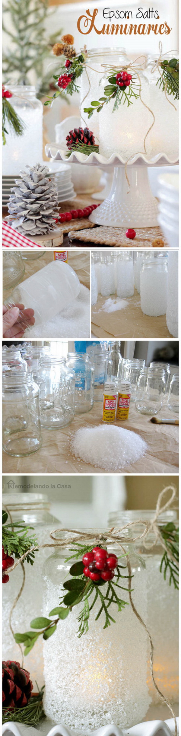 Epsom Salts Luminaries. Epsom salt makes great as paint for art projects. 