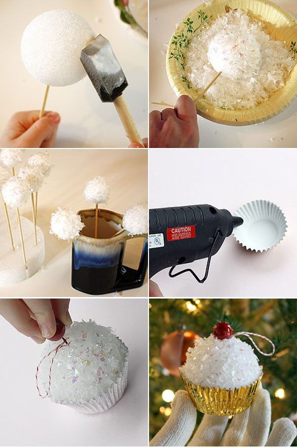 Styrofoam Ball Cupcake Christmas Ornaments. These easy to make Styrofoam cupcakes are super easy to make and turn out awesome and everyone loved them! 