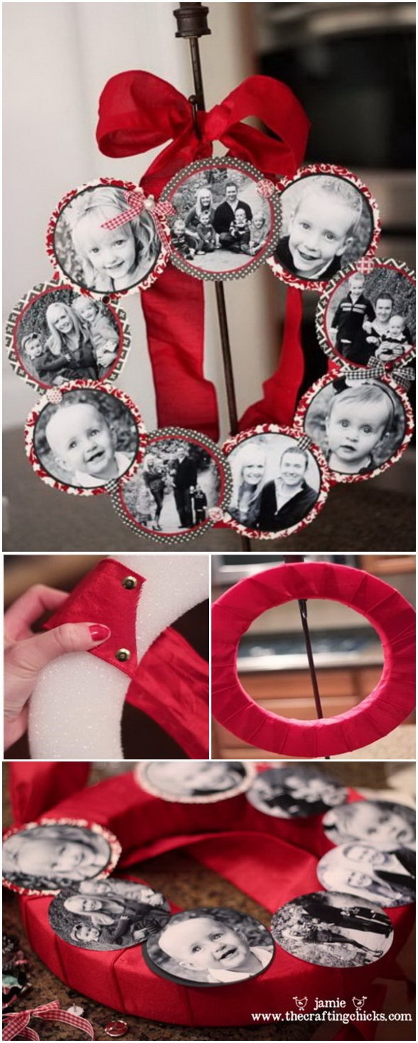 Christmas Photo Wreath. A beautiful and creative way to display your cherish photos with this photo wreath! 