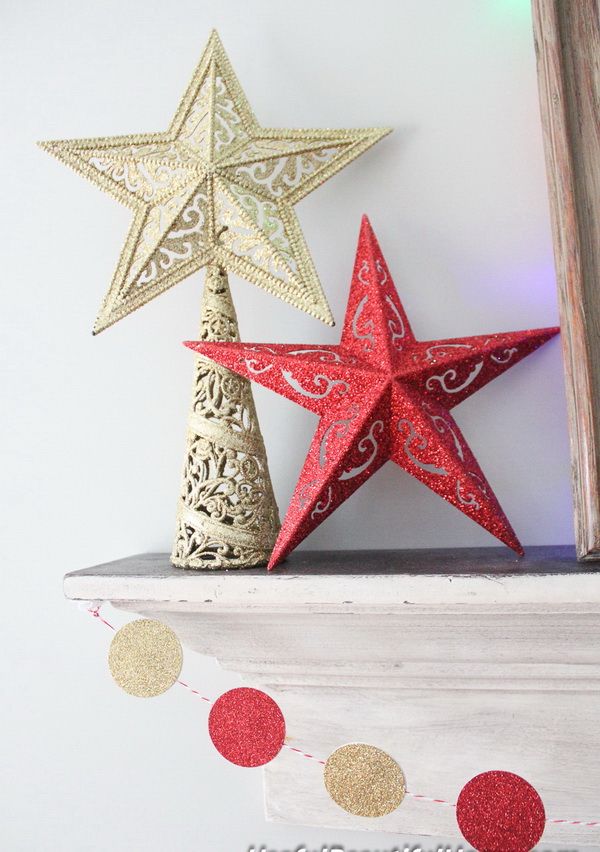 Easy DIY Glitter Stars. These glitter stars can be the DIY toppers for your Chirstmas tree or just let it alone for your home, mantel decoration! 