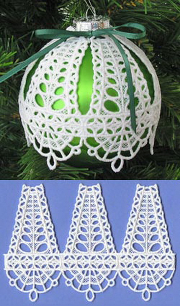 Freestanding Lace Christmas Ornament Covers. 