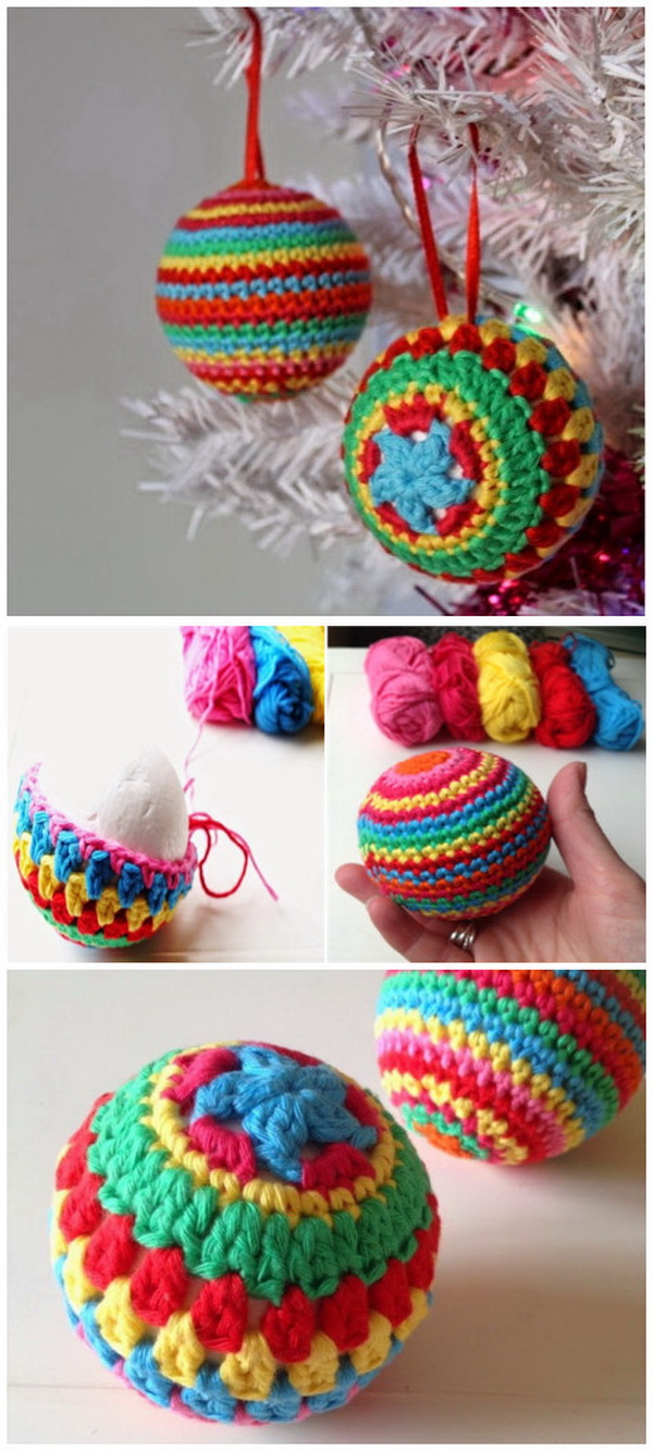 Crochet Rainbow Ball Ornaments. Another Christmas crochet pattern that can be used for gifts or decor! 