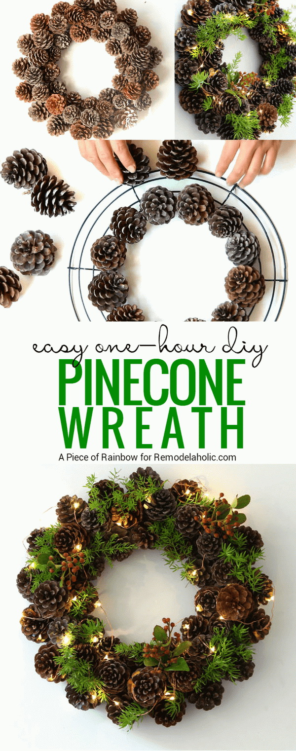 Christmas Green Pinecone Wreath. 