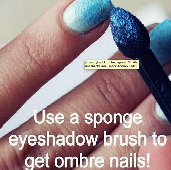 Get Ombre Nails With Sponges And Eyeshadow. 