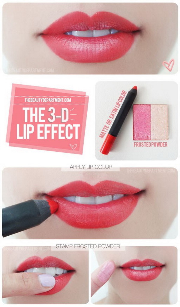 Use Pale Frosted Eyeshadow To Get Fuller 3D Lips. 