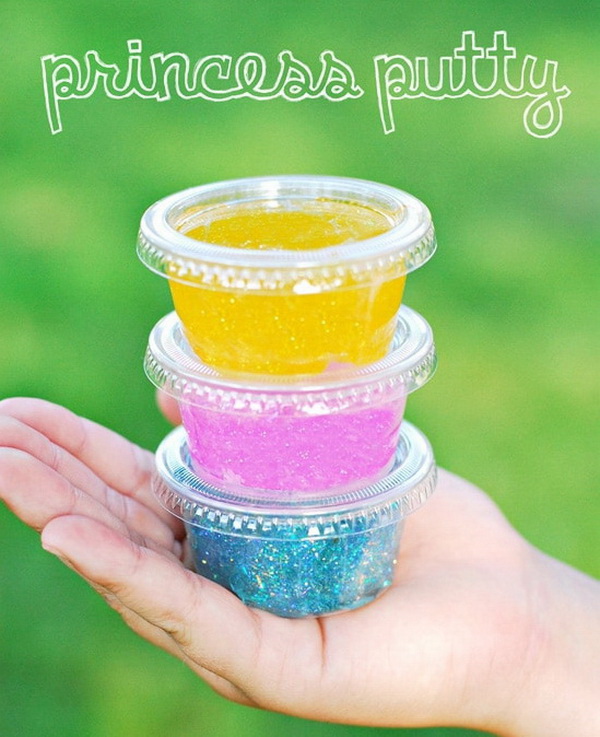 Princess Putty. Princess Putty which is glittery slime made from Elmer’s Glitter Glue and borax. 