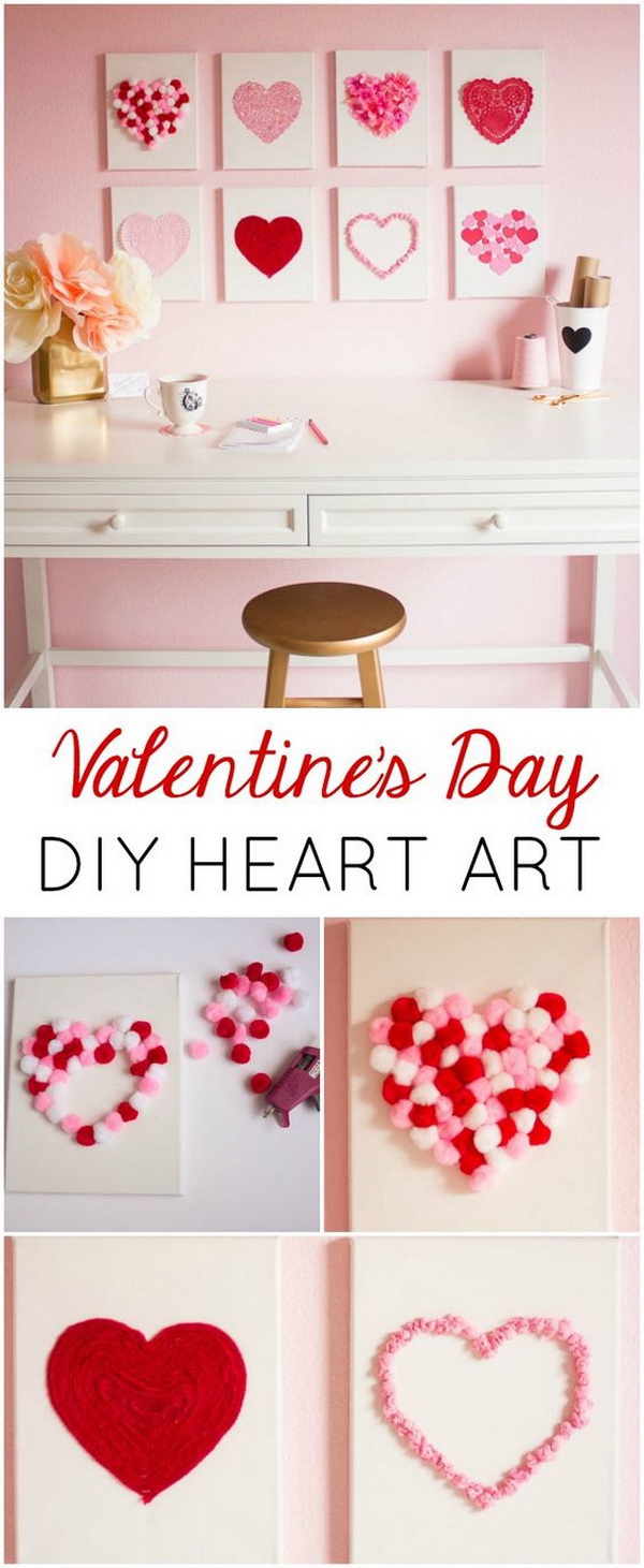 Valentine's Day DIY Canvas Heart Art. 