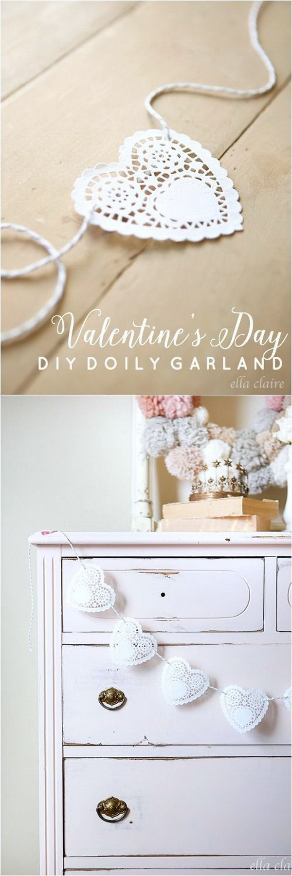 Valentine’s Day Doily Garland. 